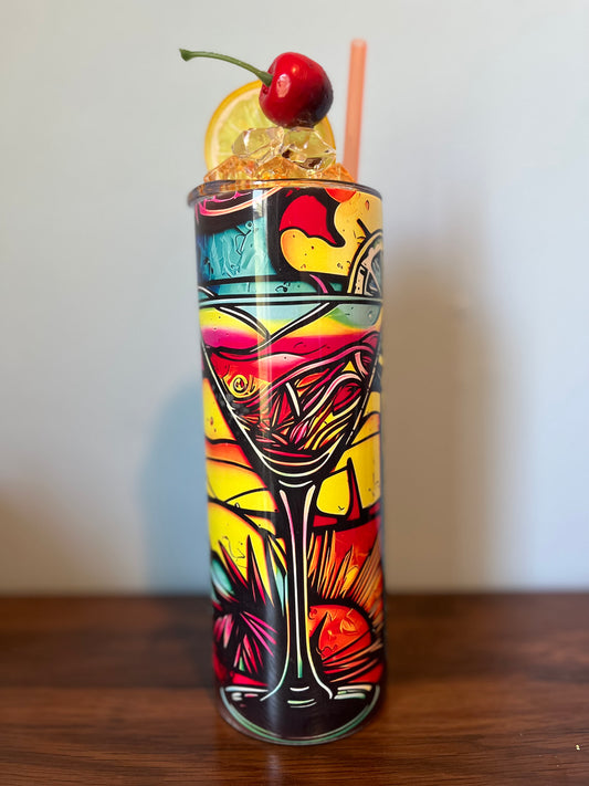 A Summer Martini 20 oz tumbler with decorated lid